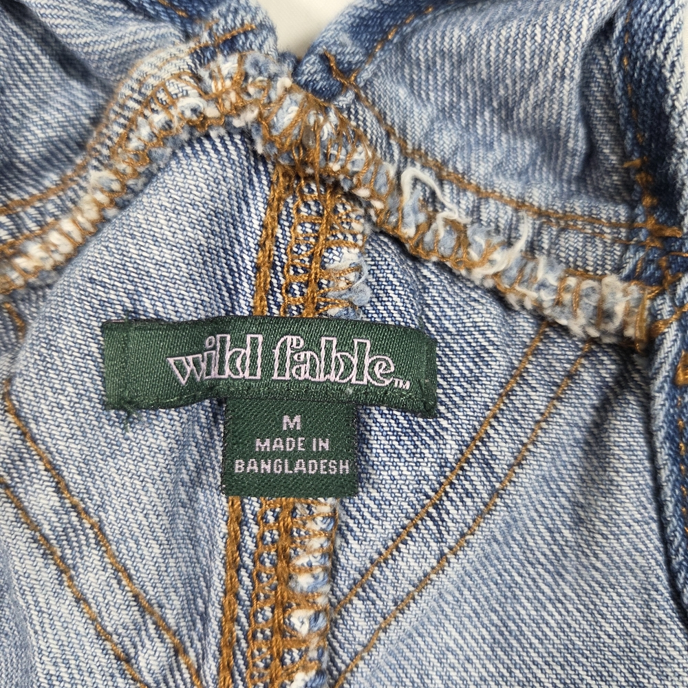 Wild Fable Overalls Jeans  Light Blue Denim Distressed Relaxed Woman's Medium - Picture 2 of 6